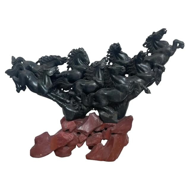 8 Running Horses Chinese Jade de Unknown Artist