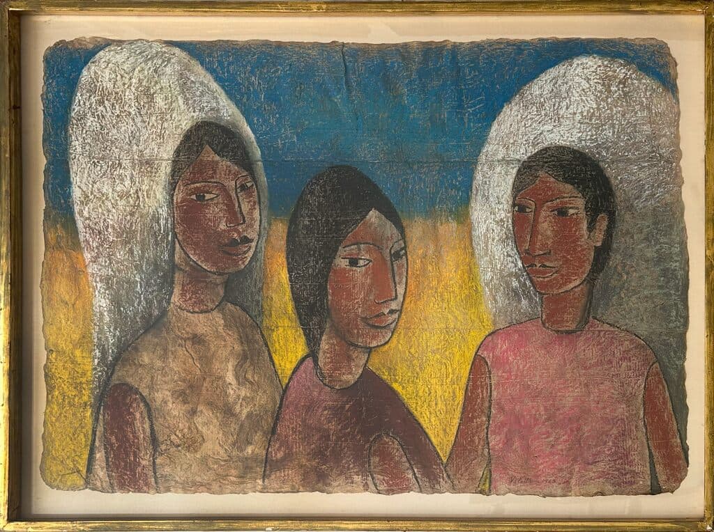 Tres mujeres de Valetta Swann - Pastel on handmade paper, 1963