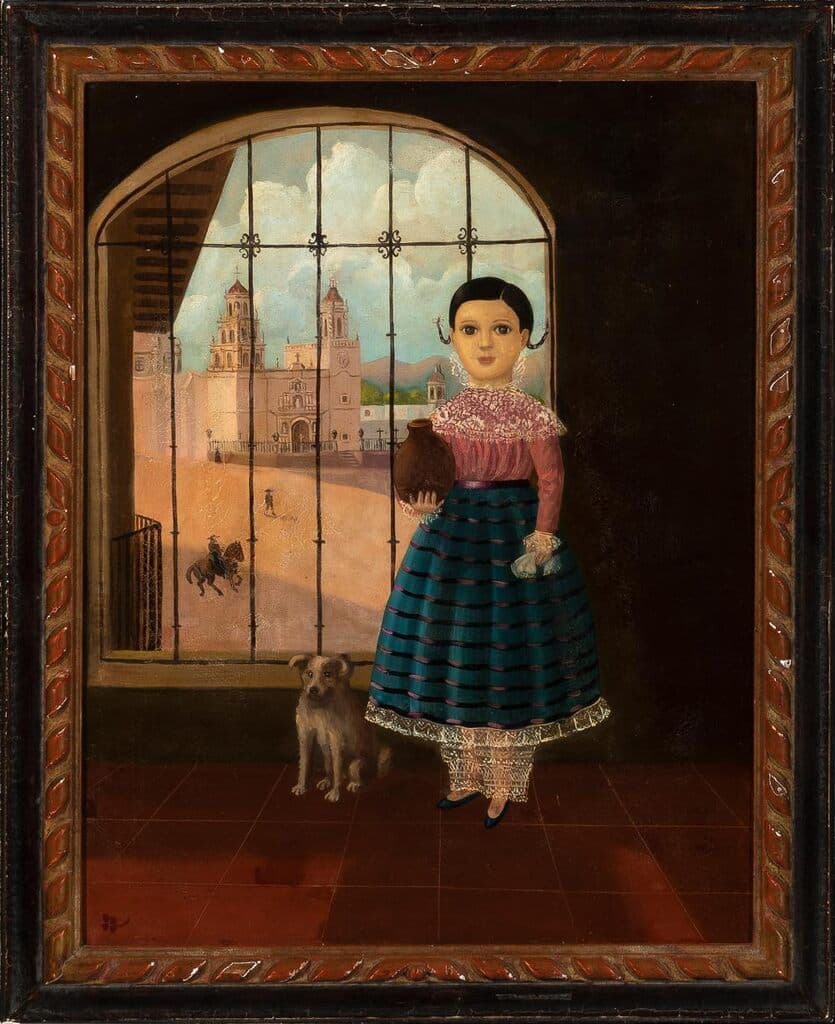 Niña Mexicana Con Olla de Horacio Rentería Rocha - Oil on canvas, 1930s-1940s