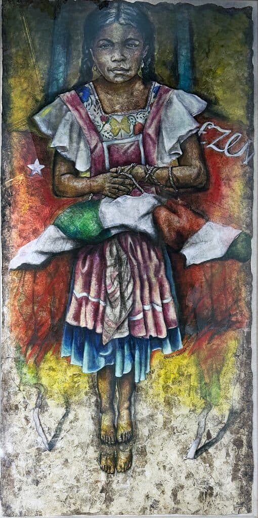 Zapatista de Cristina Cardenas - Gouache on bark paper, 1999