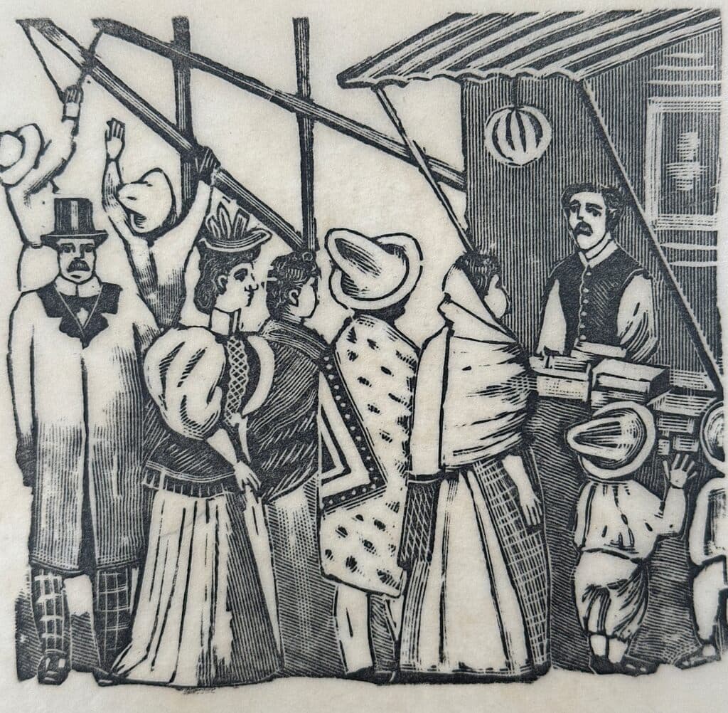 Original Woodcut on Rice Paper de José Guadalupe Posada - Woodcut print on handmade paper, Circa 1890