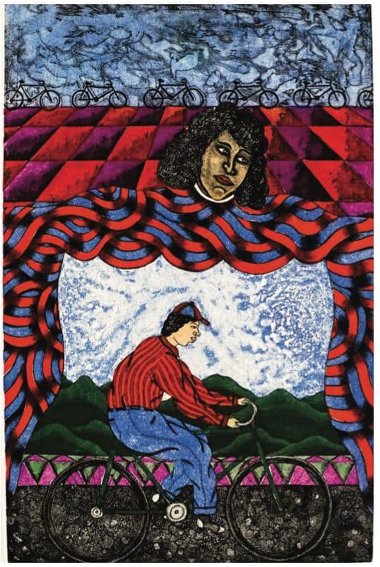 Paseo en Bicicleta de Enrique Flores - Engraving, 1991