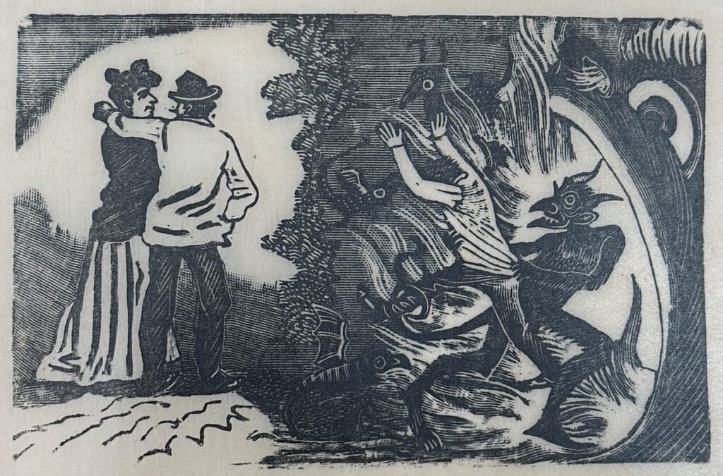 Original Woodcut on Rice Paper de José Guadalupe Posada - Woodcut print on handmade paper, Circa 1890