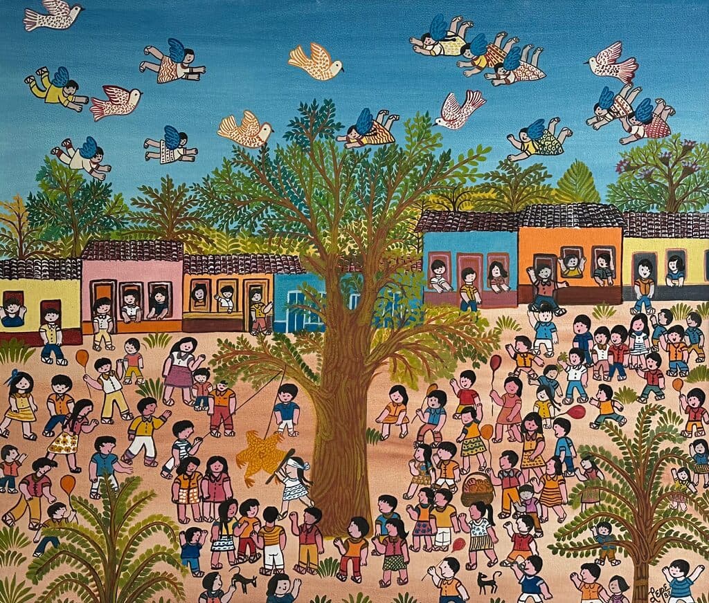 Fiesta del pueblo de Manuel Lepe Macedo - Oil on canvas, 1982
