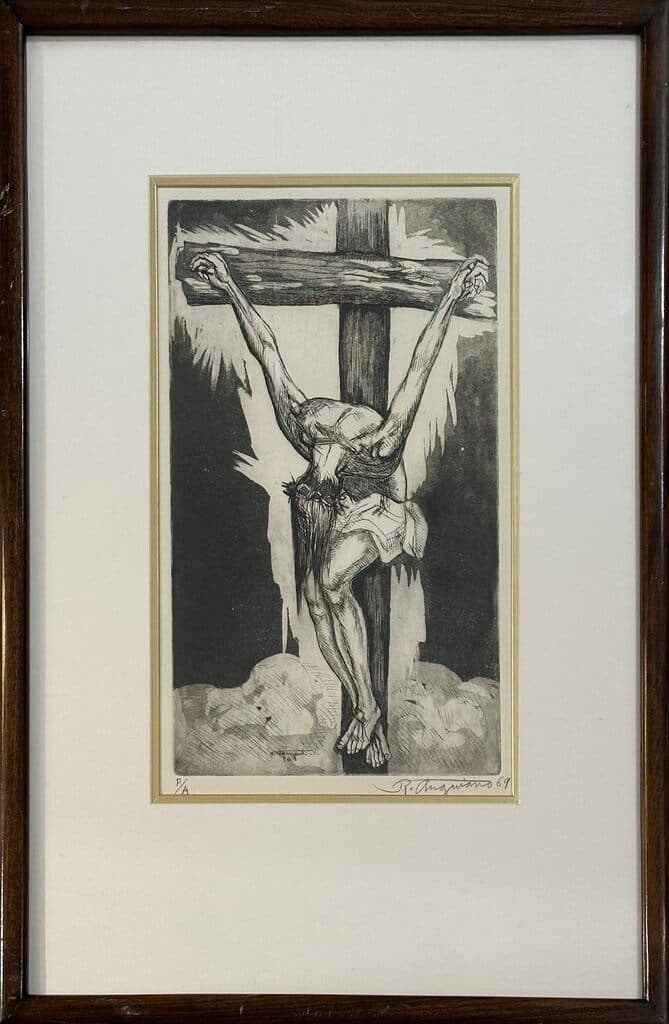 Crucifix de Raúl Anguiano - Lithograph, 1969