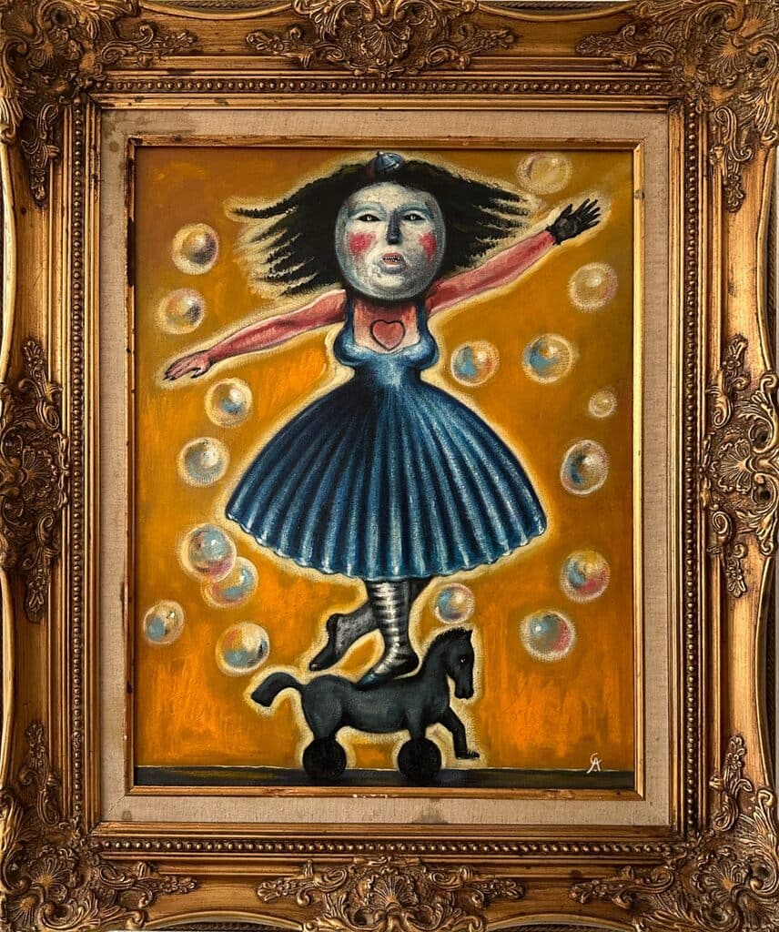 La Luna Malabarista de Alejandro Colunga - Oil on canvas, 1980s