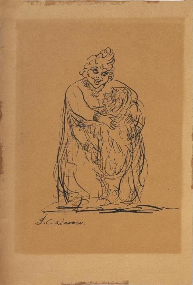 Woman Dancing with Ape de José Clemente Orozco - Ink on paper, 1919