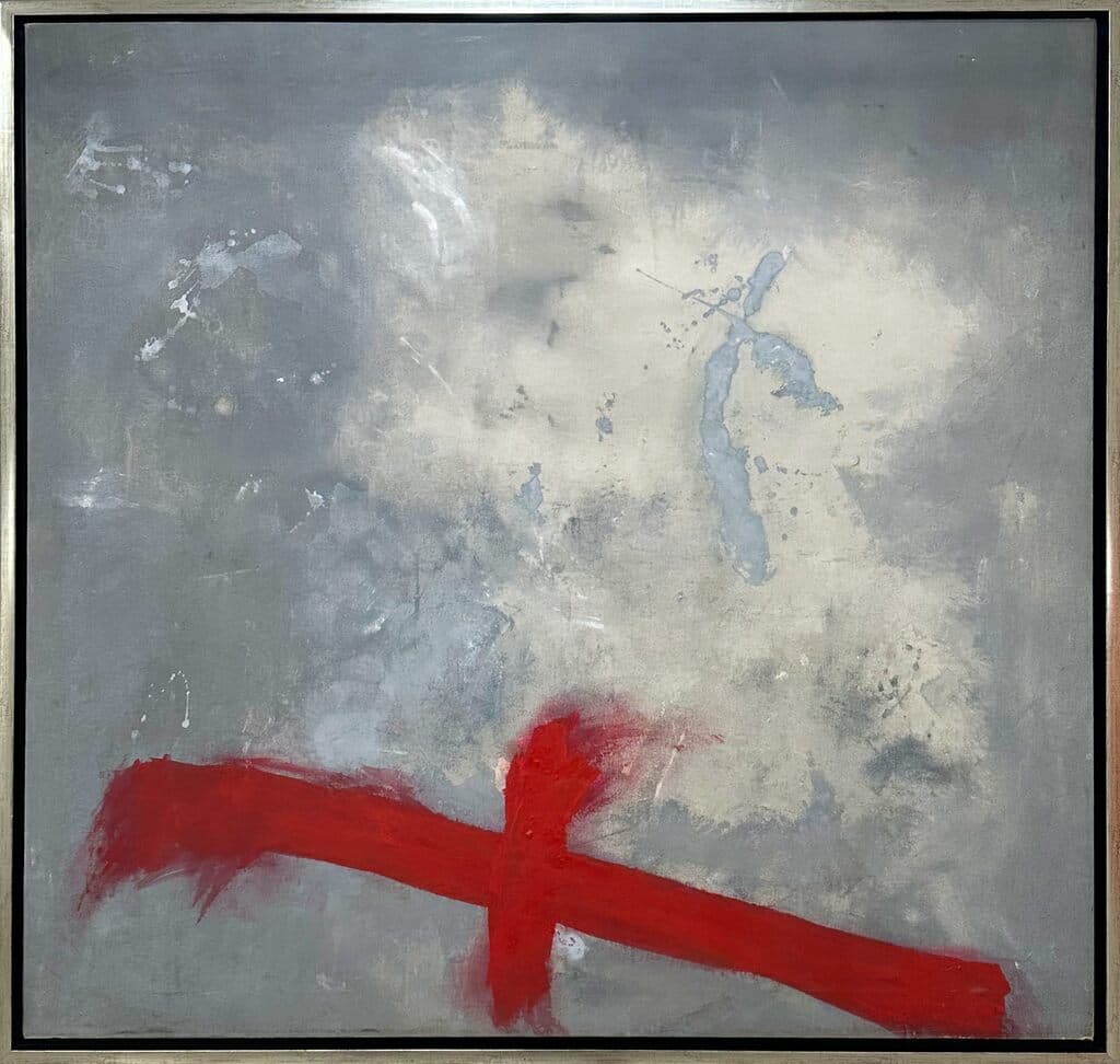 Cruz Vermella de Antoni Tàpies - Oil on canvas, 1960s