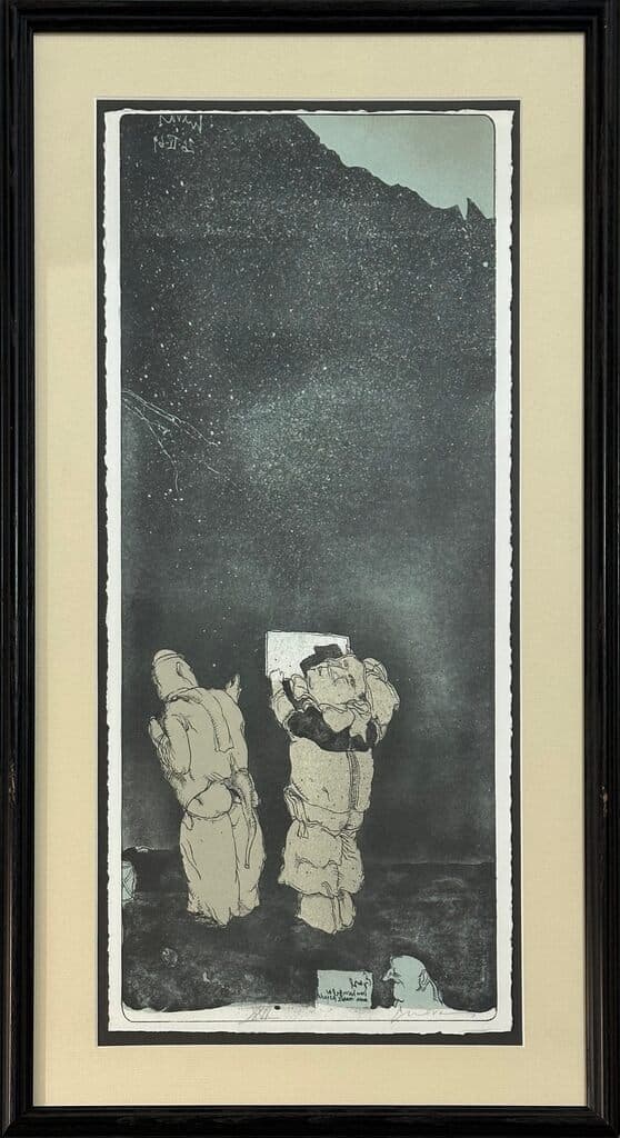 Viendo las estrellas de José Luis Cuevas - Lithograph