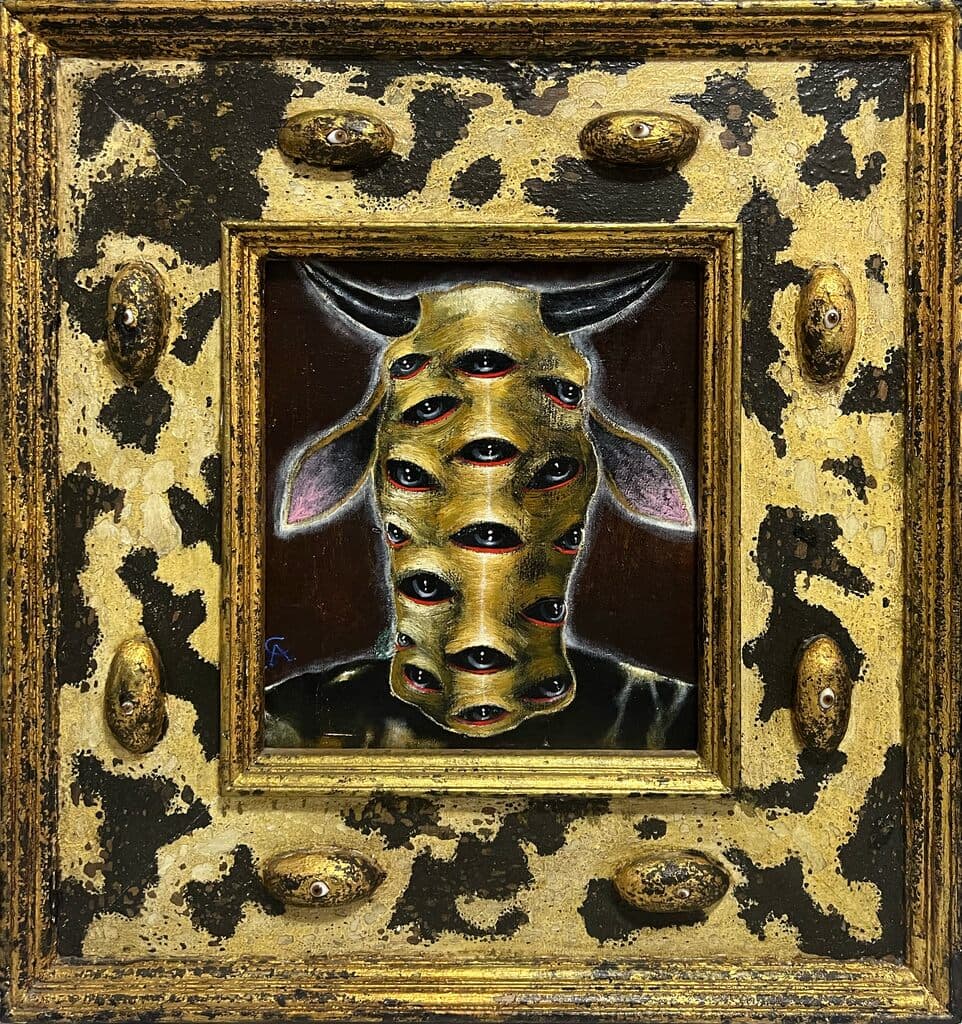 La Vaca que lo Ve Todo de Alejandro Colunga - Oil on canvas, 1993