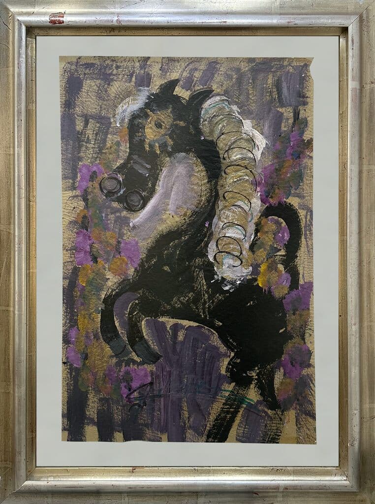 Caballo negro de Jesus "Chucho" Reyes Ferreira - Tempera on paper, 1960s