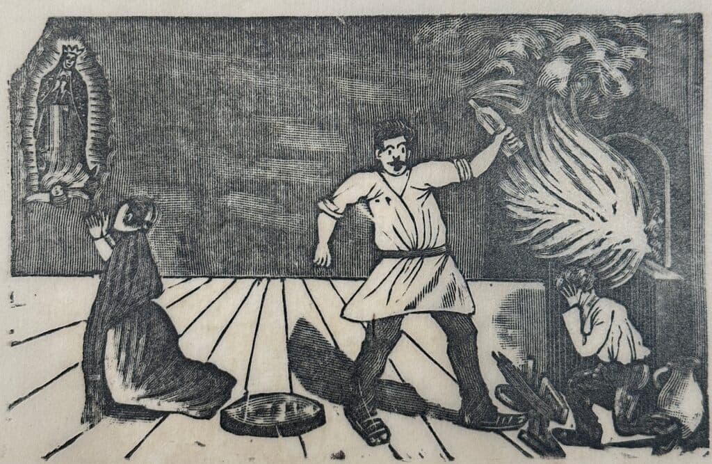 Original Woodcut on Rice Paper de José Guadalupe Posada - Woodcut print on handmade paper, Circa 1890
