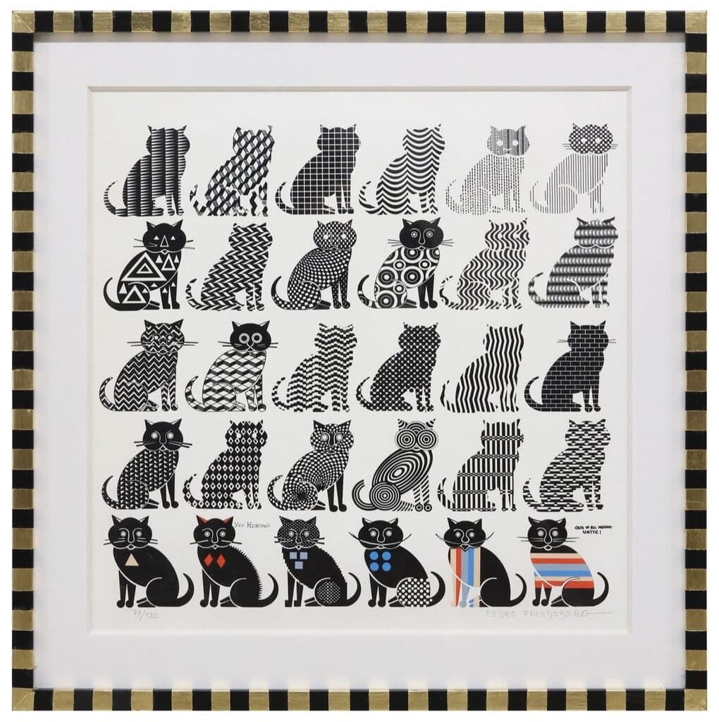 Cats Of All Nations Unite de Pedro Friedeberg - Screenprint, 2000
