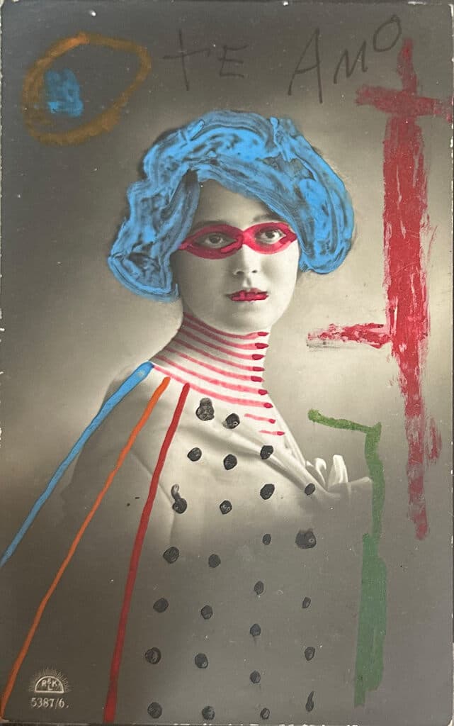 Sin título de Leobardo Huerta - Vintage photograph intervened with paint, pen and ink, 1972