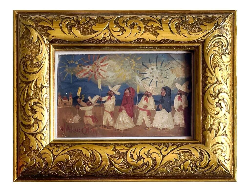 Procesión de Nahui Olin - Oil on postal card