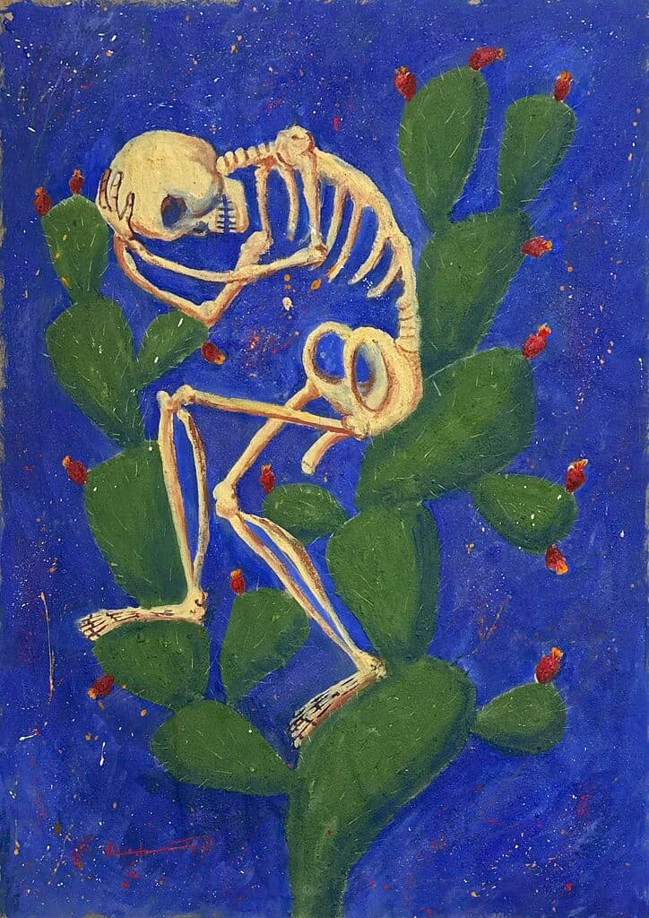 Calaca sobre cactus de Alfredo Vilchis - Mixed media, 2000s-2010s