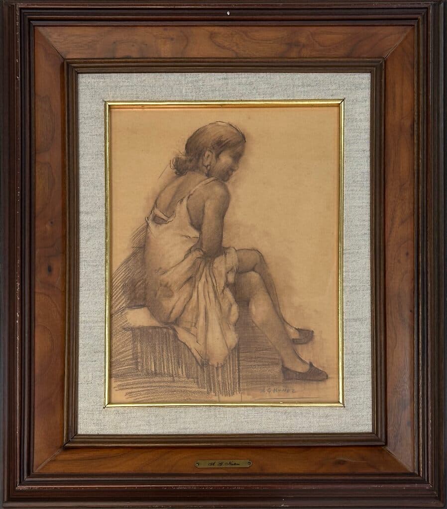 Niña de Armando Garcia Nuñez - Charcoal on paper, Principios del siglo XX