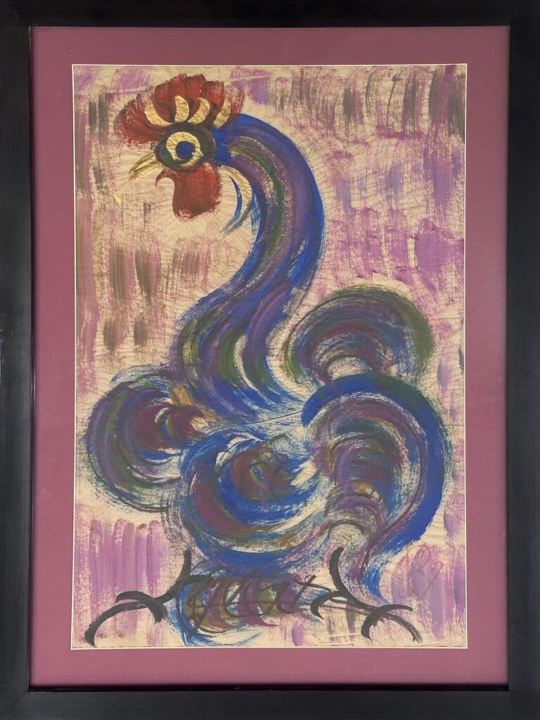 Gallo azul de Jesus "Chucho" Reyes Ferreira - Tempera on paper, 1960s
