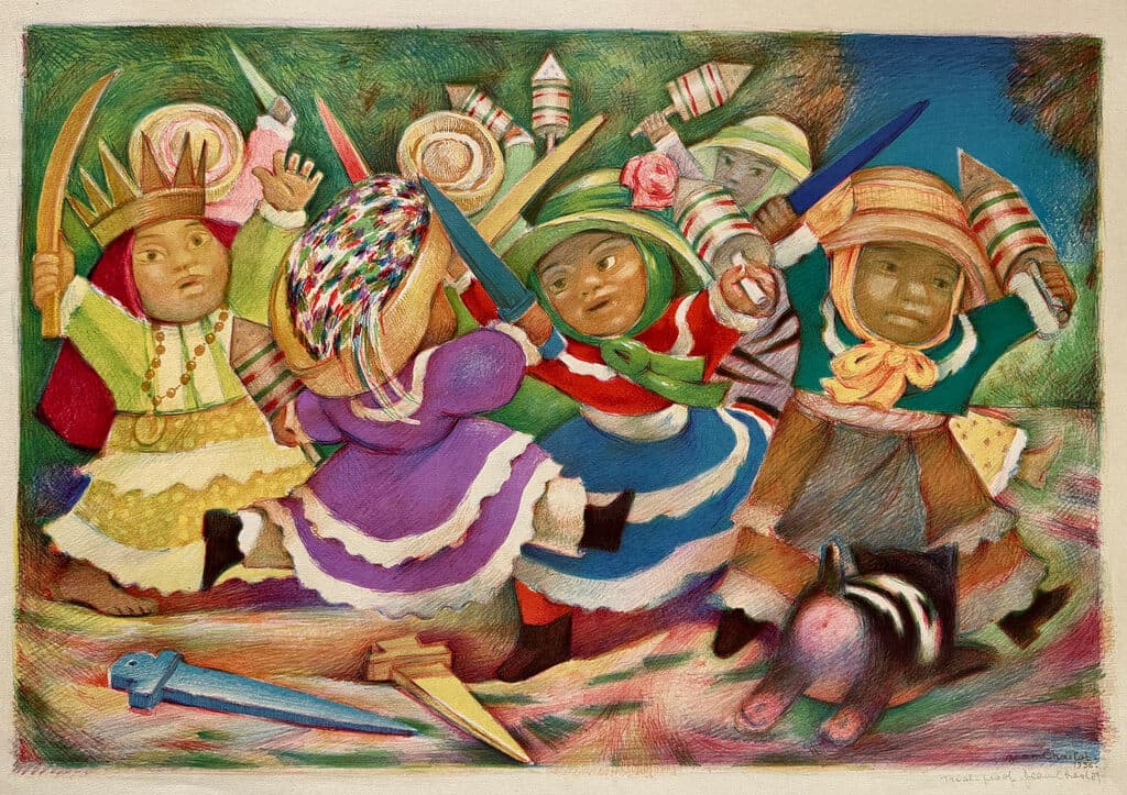 Large Malinches (Toy Fiesta) de Jean Charlot - Lithograph, 1936