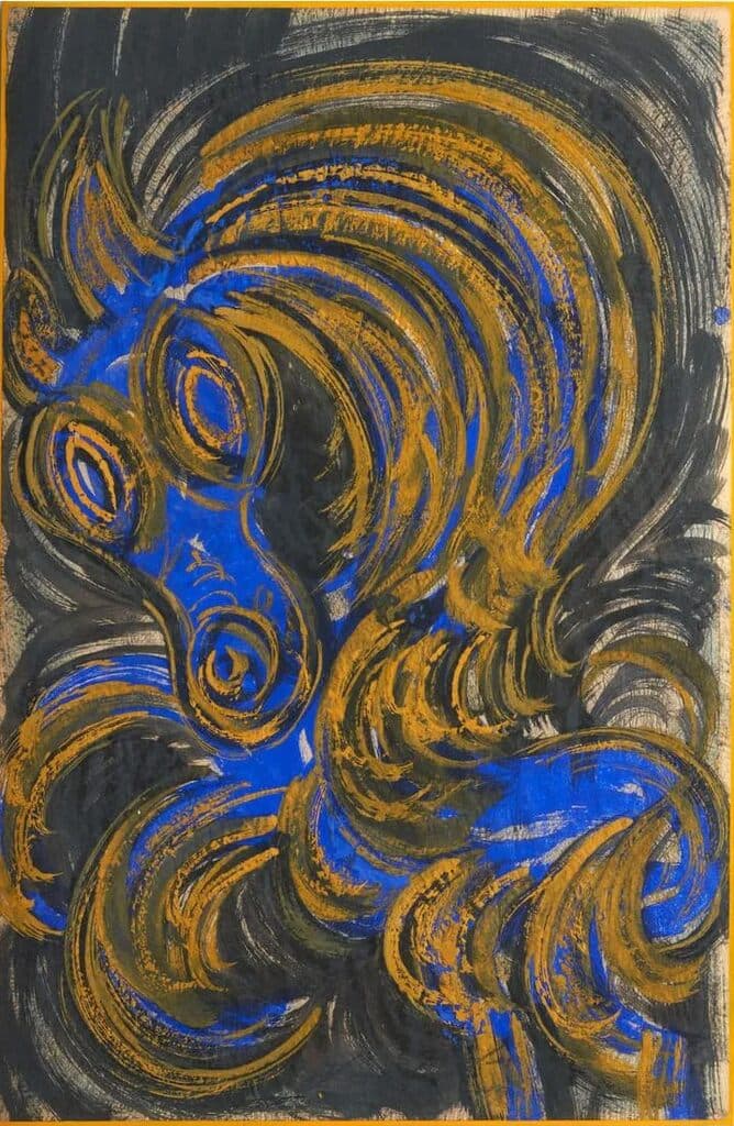 Caballo azul de Jesus "Chucho" Reyes Ferreira - Gouache on paper, 1960s