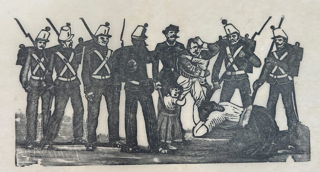 Original Woodcut on Rice Paper de José Guadalupe Posada - Woodcut print on handmade paper, Circa 1890