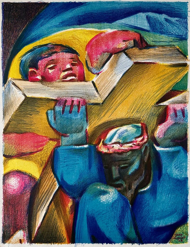 First Fall de Jean Charlot - Lithograph in colors, 1948
