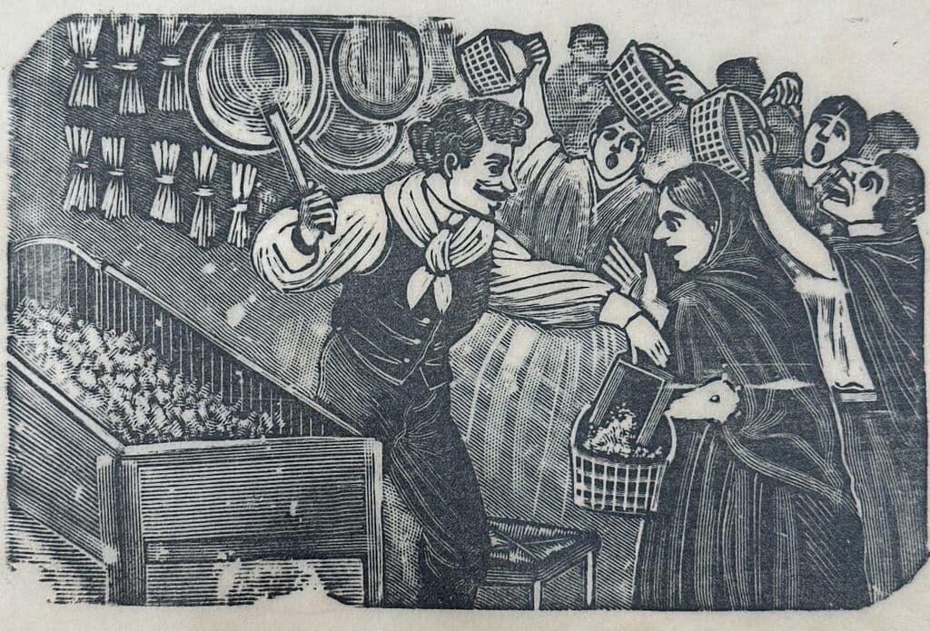 Original Woodcut on Rice Paper de José Guadalupe Posada - Woodcut print on handmade paper, Circa 1890