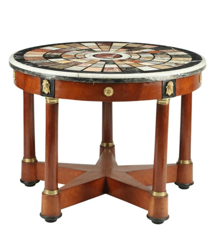 Italian petra dura round table empire style de Unknown Artist - Petra dura, Siglo XIX