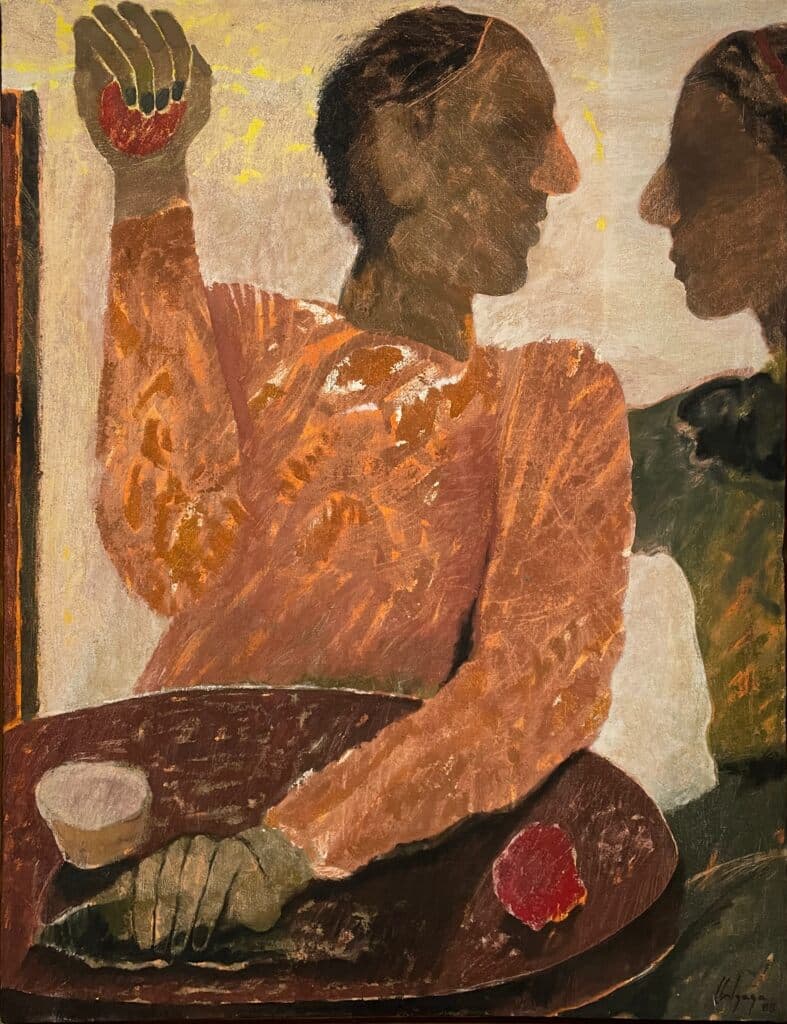 Dos Hombres de Jorge Alzaga - Oil on canvas, 1985