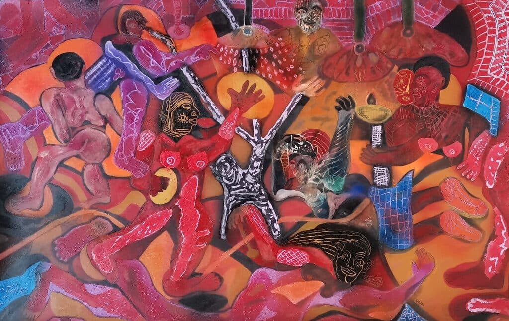 La Mano Sigue al Pie de Alex Lazard - Mixed Media, 2022