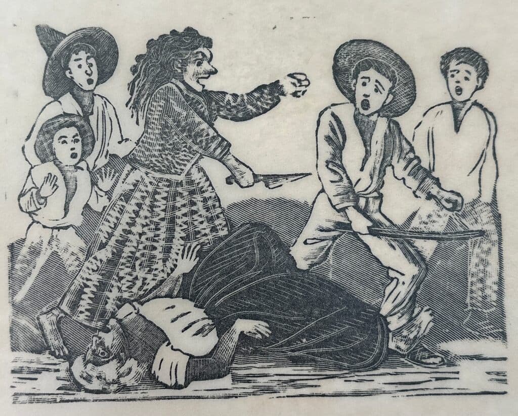Original Woodcut on Rice Paper de José Guadalupe Posada - Woodcut print on handmade paper, Circa 1890