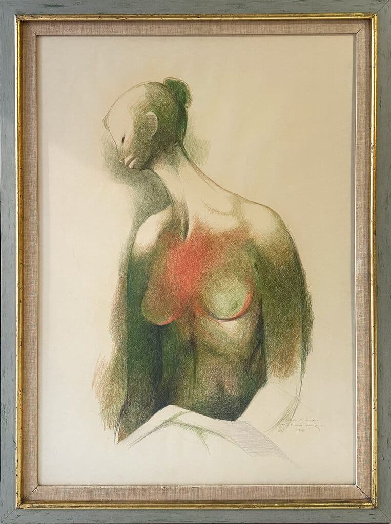 Portrait of a Woman de Guillermo Meza - Mixed media on paper, 1962