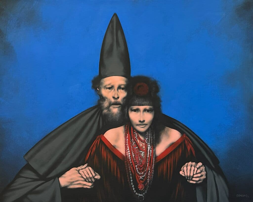 Renaissance Person in Blue de Rafael Coronel - Oil on canvas, 1960s-1970s