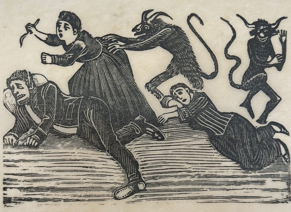 Original Woodcut on Rice Paper de José Guadalupe Posada - Woodcut print on handmade paper, Circa 1890