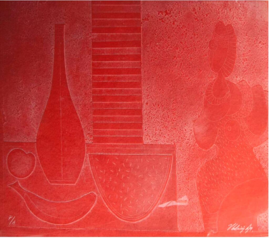 Bodegón de Vladimir Cora - Mixography on canvas, 1997