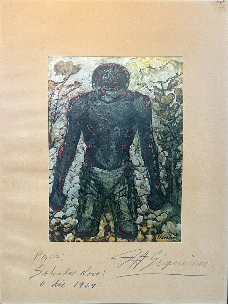 Hombre hincado de David Alfaro Siqueiros - Print on fabric, 1969