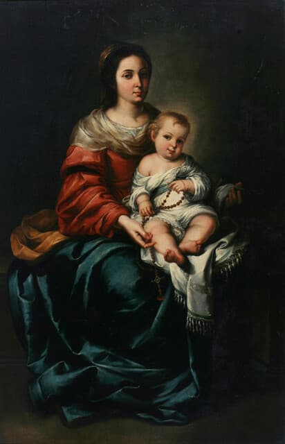 Virgen del Rosario con Niño Jesús de Bartolomé Esteban Murillo