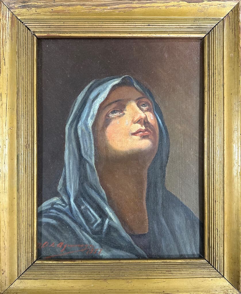 Virgen Dolorosa de José Othón de Aguinaga - Oil on canvas, 1957