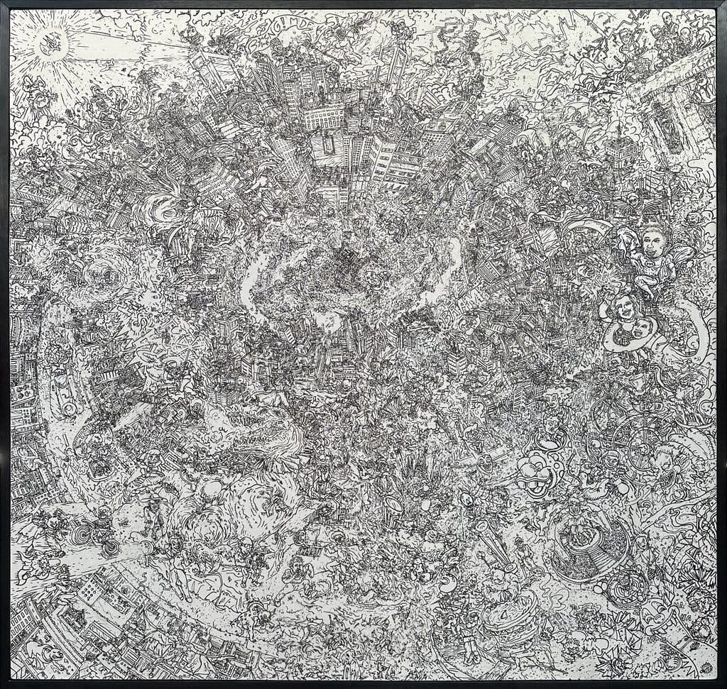 Epicentro de Pedro Delgado "Pit" - Ink on canvas, 2025