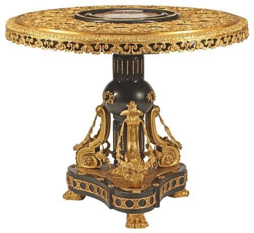Bronze dore and Sevres style porcelain gueridon de Unknown Artist - Ormolu, porcelain, Siglo XX