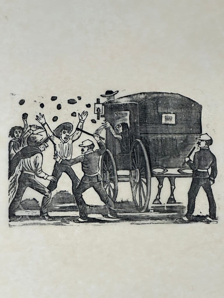 Original Woodcut on Rice Paper de José Guadalupe Posada - Woodcut print on handmade paper, Circa 1890