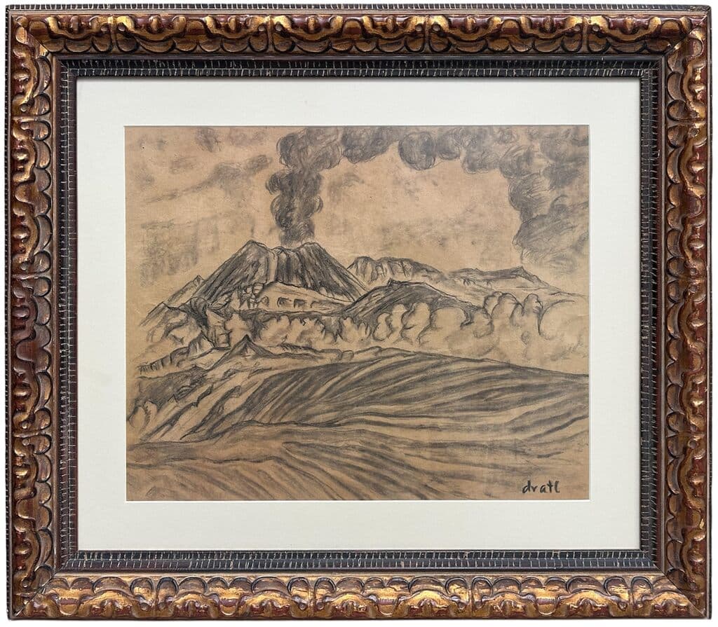 El Paricutín de Dr. Atl - Charcoal on paper, 1960s