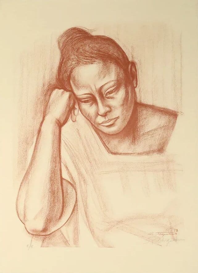 Woman de Raúl Anguiano - Lithograph, 1973