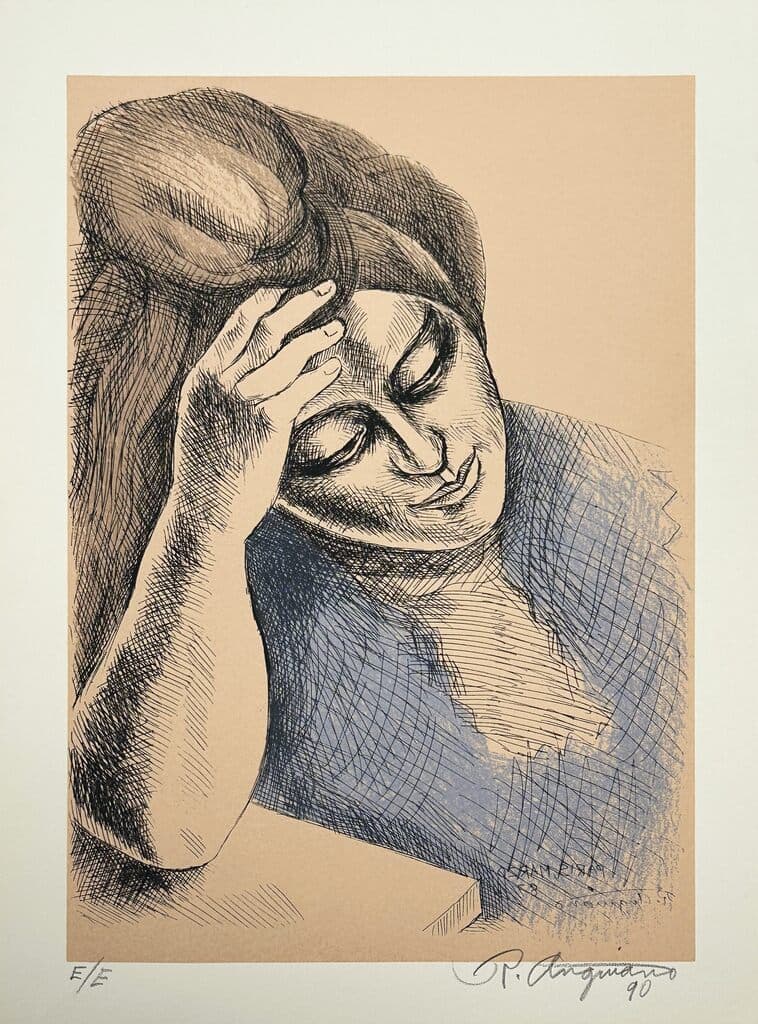 Retrato de Mujer de Raúl Anguiano - Litograph, 1990