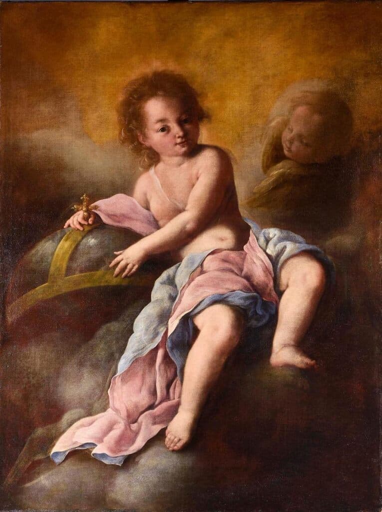 Niño Salvador del Mundo de Bartolomé Esteban Murillo - Oil on canvas, Siglo XVII