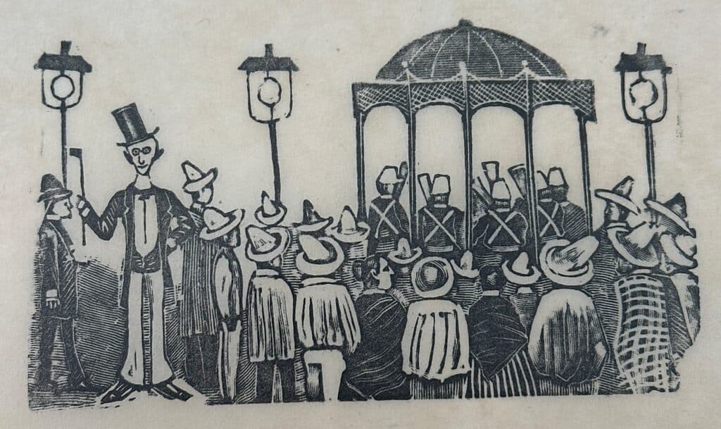 Original Woodcut on Rice Paper de José Guadalupe Posada - Woodcut print on handmade paper, Circa 1890
