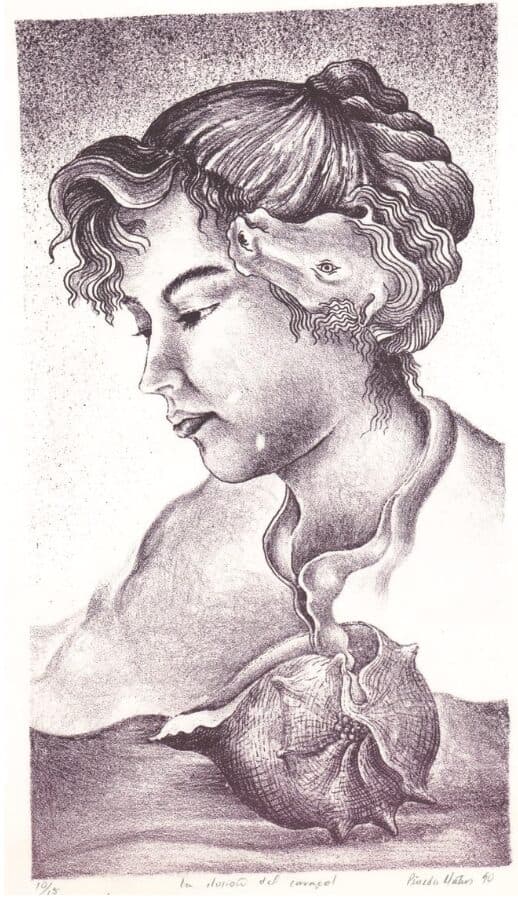 La Ilusión del Caracol de Tomás Pineda Matus - Engraving, 1990
