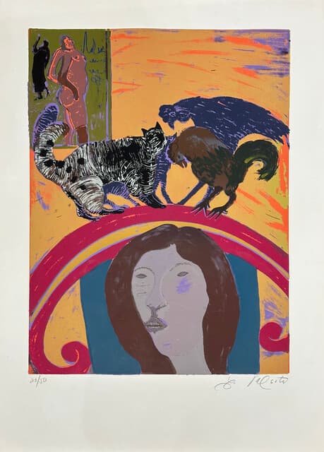 Mujer, Gato y Gallinas de Luis Valsoto