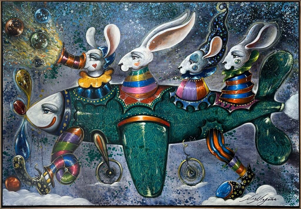Conejos de Viaje de Nino Magaña - Oil on canvas, 2010s