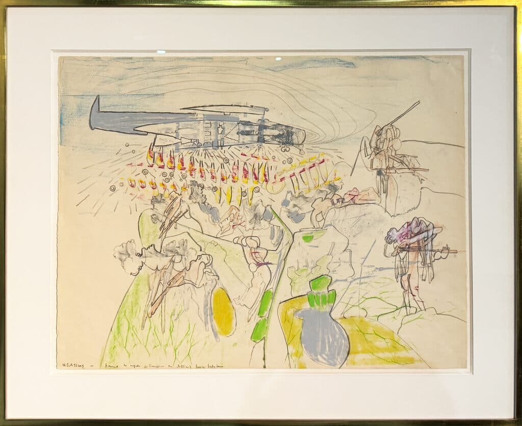 U.S. Assasins de Roberto Matta - Oil crayon on paper, 1962
